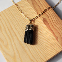 Black Tourmaline Pendant Gold Plated