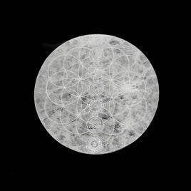 7 Chakras Selenite Charging Plate - Round (4 in.)