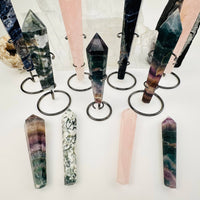 Crystal Wands on Metal Stand - Fluorite (300–400g)