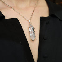 Silver Wrapped Clear Quartz Pendant