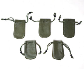 Olive Green Leather Drawstring Pouch (3x2")