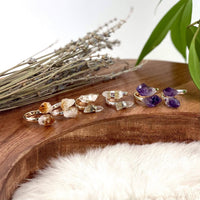 Gold / Amethyst Crystal Quartz Double Point Ring