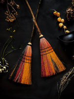 SALE Red/Black/Poppy -Crossroads, Big Boss Witch Sweeper Broom - Rune-Engraved Handle