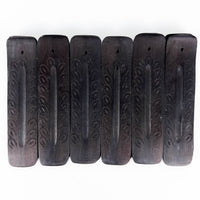 Black Carved Wood Boat Burner - 5"L