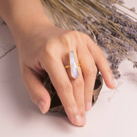 7 - Moonstone Bar Brass ring