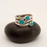 6 - Turqoise Ripple Sterling Silver Ring