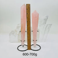 Crystal Wands on Metal Stand - Rose Quartz (400–500g)