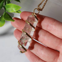Gold Wrapped Clear Quartz Pendant - Clear Quartz Jewelry