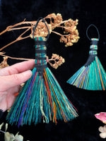 Black on Black - Hawk Tail, Hand-Dyed Altar Broom 5-6"