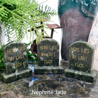Crystal Tombstone - "Here Lies My Last F***" - Purple Fluorite
