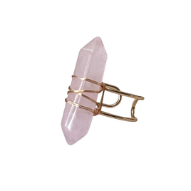 Rose Quartz Gold Adjustable Obelisk Ring