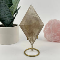 Smokey Quartz Crystal Diamond on Stand (#04)