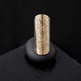 7 - Long Etched Brass Ring