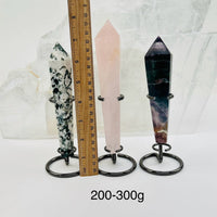 Crystal Wands on Metal Stand - Rose Quartz (400–500g)