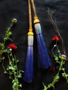 Blue & Lavender / Plum Cord / Mustard Woven Top Cobwebber Broom